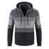 Men Hooded Stripe Coat Cardigan Male Thick Zipper Wool Sweaters